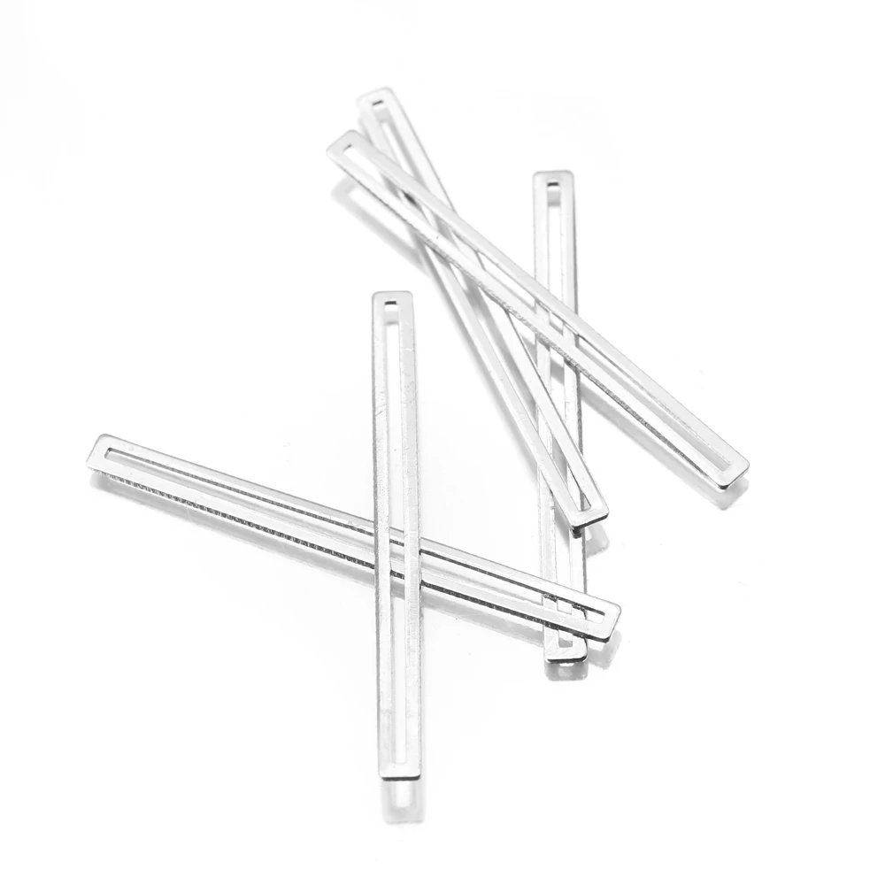 50Pcs/Lot Raw Brass Silver Plated Rectangle Bar Earrings Charms Bracelets Findings For Diy Jewelry Making Accessories Wholesale