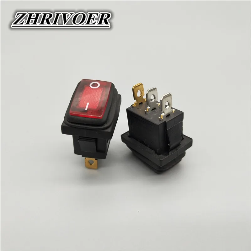 KCD1 12v/220v ledライト防水ロッカースイッチ 3Pin 10A/250v IP67 プッシュボタンスイッチ