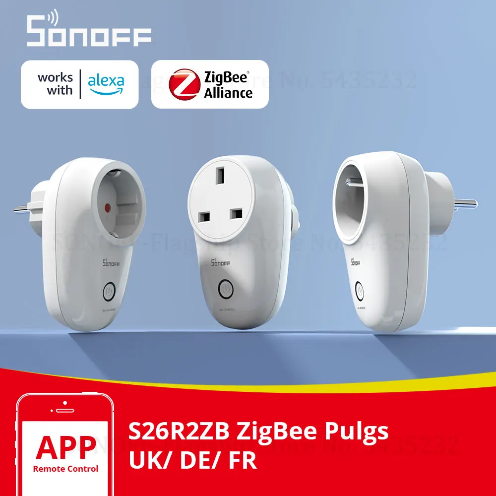 Розетка SONOFF S26R2ZB ZigBee, штепсельная Вилка для умного дома, 16 А, с голосовым дистанционным управлением, работает с SONOFFZBBridge Alexa