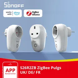 SONOFF S26R2ZB ZigBee Socket Plugs Smart Home Plug 16A UK/ DE/ FR Voice Remote Control Switch Works with SONOFFZBBridge Alexa