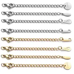 10pcs Stainless Steel Extended Extension Bracelet Necklace Tail Chain Lobster Clasps Connectors For DIY Jewelry Making Findings