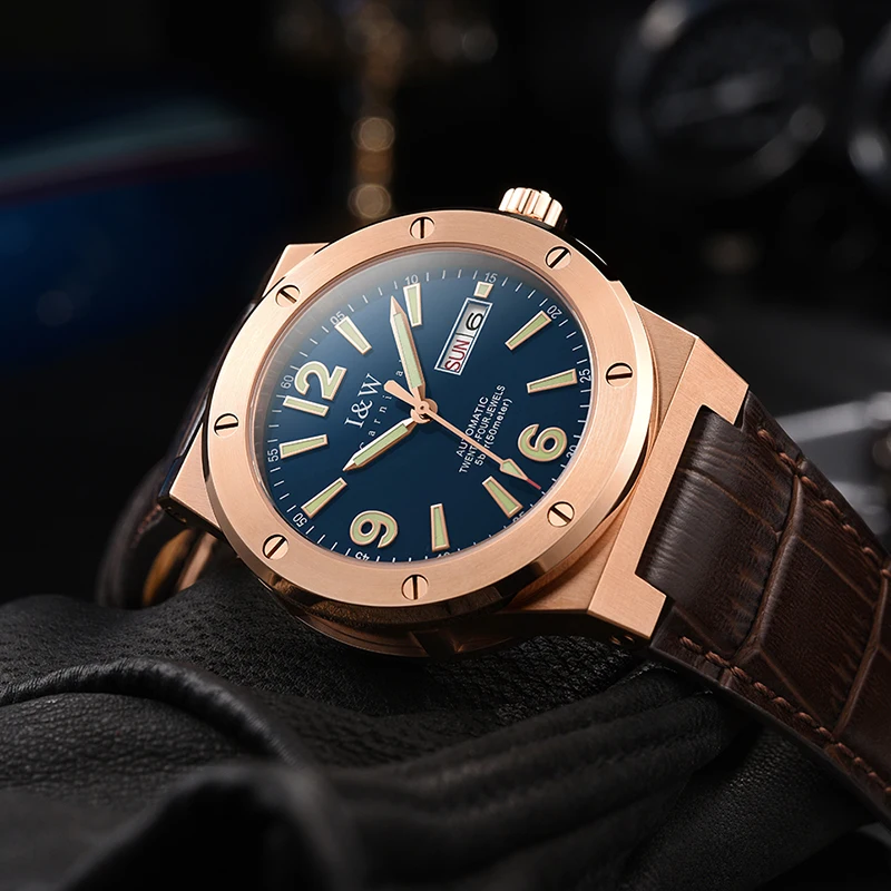 

Relogio Masculino I&W Luxury Rose Gold Business Watch for Men Japan NH36A Movement Automatic Watch Sapphire 50m Waterproof Clock