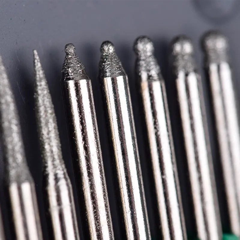 UCHEER 3mm 30 pièces/ensemble fraises diamantées pour Dremel outil rotatif foret pièces de gravure meulage aiguilles de polissage fichiers
