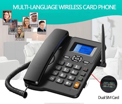 7 Languages Cordless Phone GSM SIM Card 2G 3G Wireless Fixed Phone Desktop Telephone for Office Home Hotel Arabic