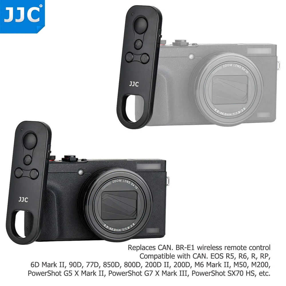 JJC BR-E1 Wireless Remote Control Controller for Canon EOS R7 M50 Mark II 6D Mark II R5 R6 R RP R3 90D 77D 850D 200D II M200 M50