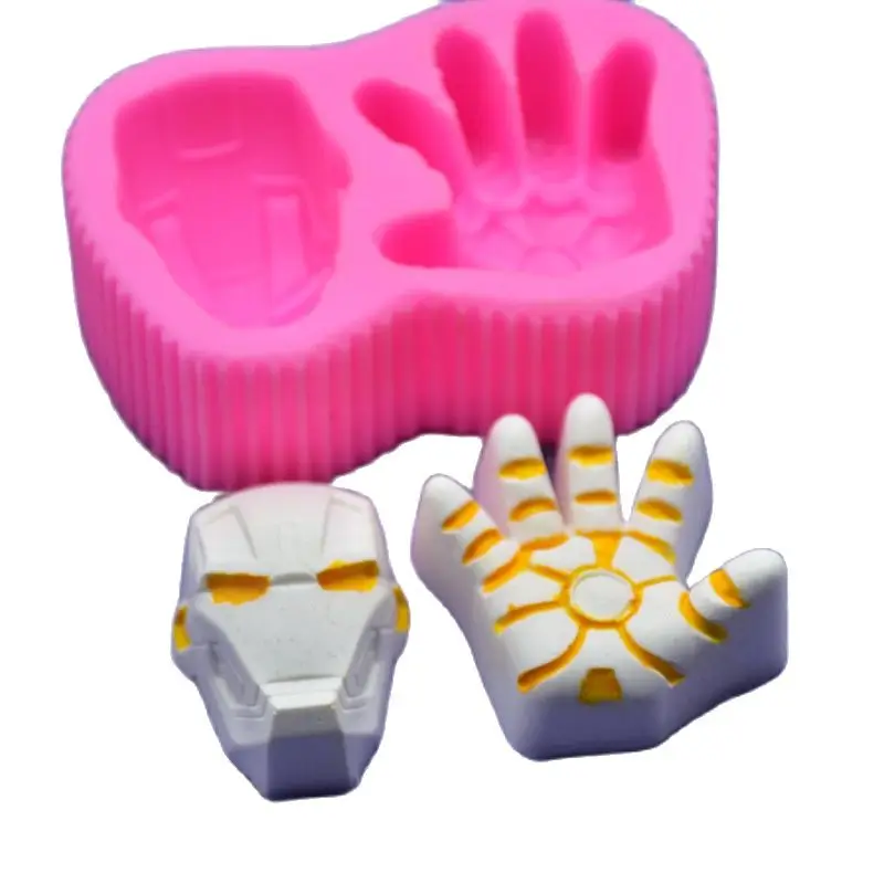 Tony Starkon Iron Man Figure Silicone Mold Fondant Candle Resin Aroma Stone Ornaments Soap Mold For Pastry Cup Cake Decorating