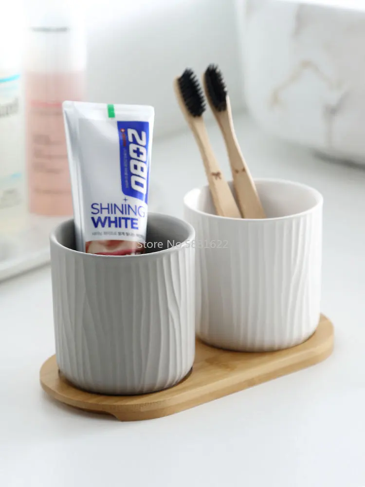 Household Simple Couple's Wash Cup Mouth Cup a Pair of Toothbrush Cup Tooth Cylinder Wash Set Ceramic Cup