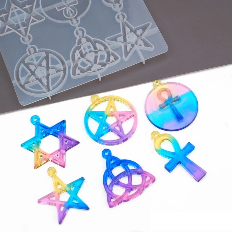 DIY Hexagram Spiritual Amulet Pendant Resin Mold Celtics Pentagrams Star Molds A0NF