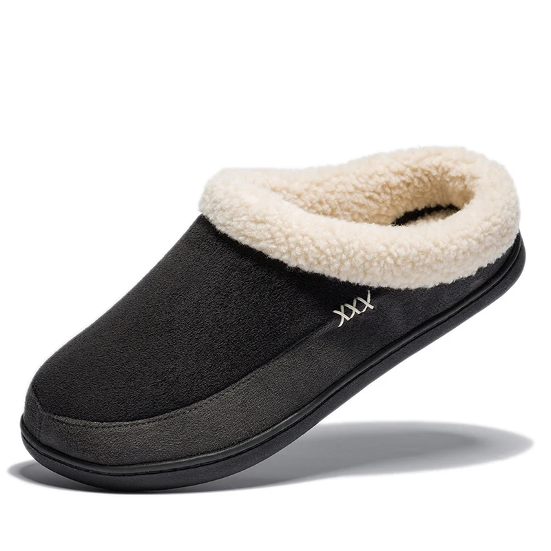 Pantufas de inverno masculinas de algodão, chinelos grossos antiderrapantes de alta qualidade para casa, sapatos baixos de pelúcia para homens,