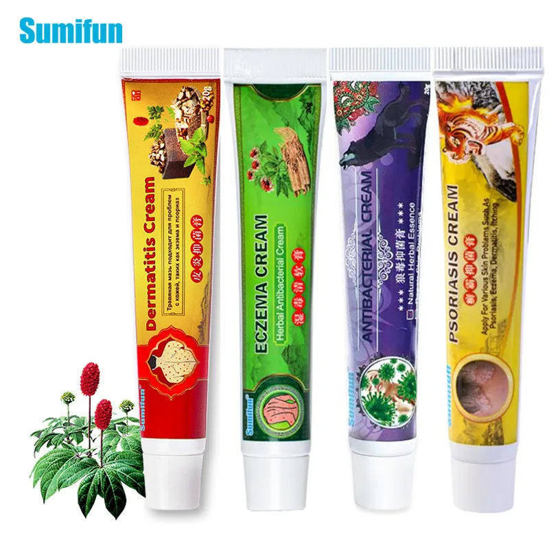 4Types Psoriasis Cream Antibacterial Antipruritic Dermatitis Eczema Urticaria Herbal Ointment Relieve Skin Itchy Medical Plaster