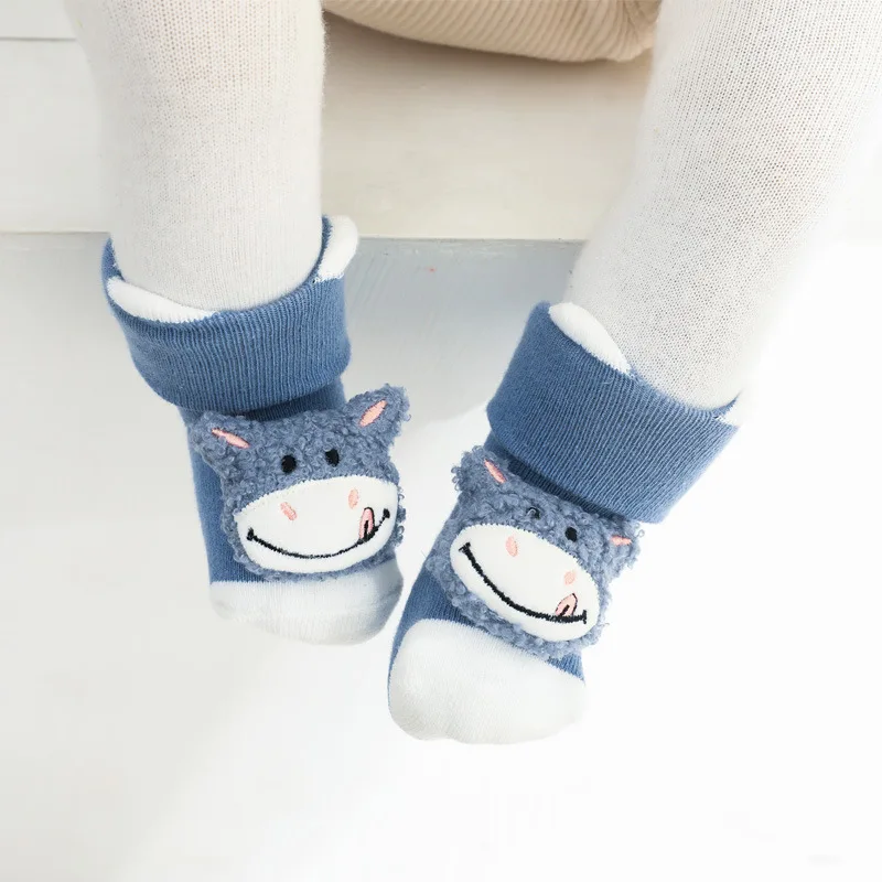 Newborn Baby Girl Boy Cute Cartoon Animal Socks Non-slip Kids Floor Socks Winter Warm Socks for Infant Toddler