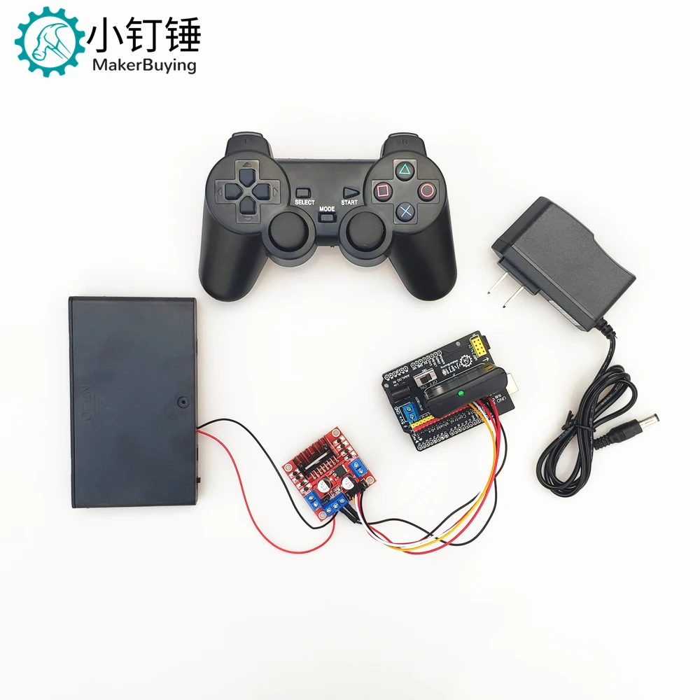 PS2 four-degree-of-freedom servo motor remote control set l298n for arduino manipulator control open source