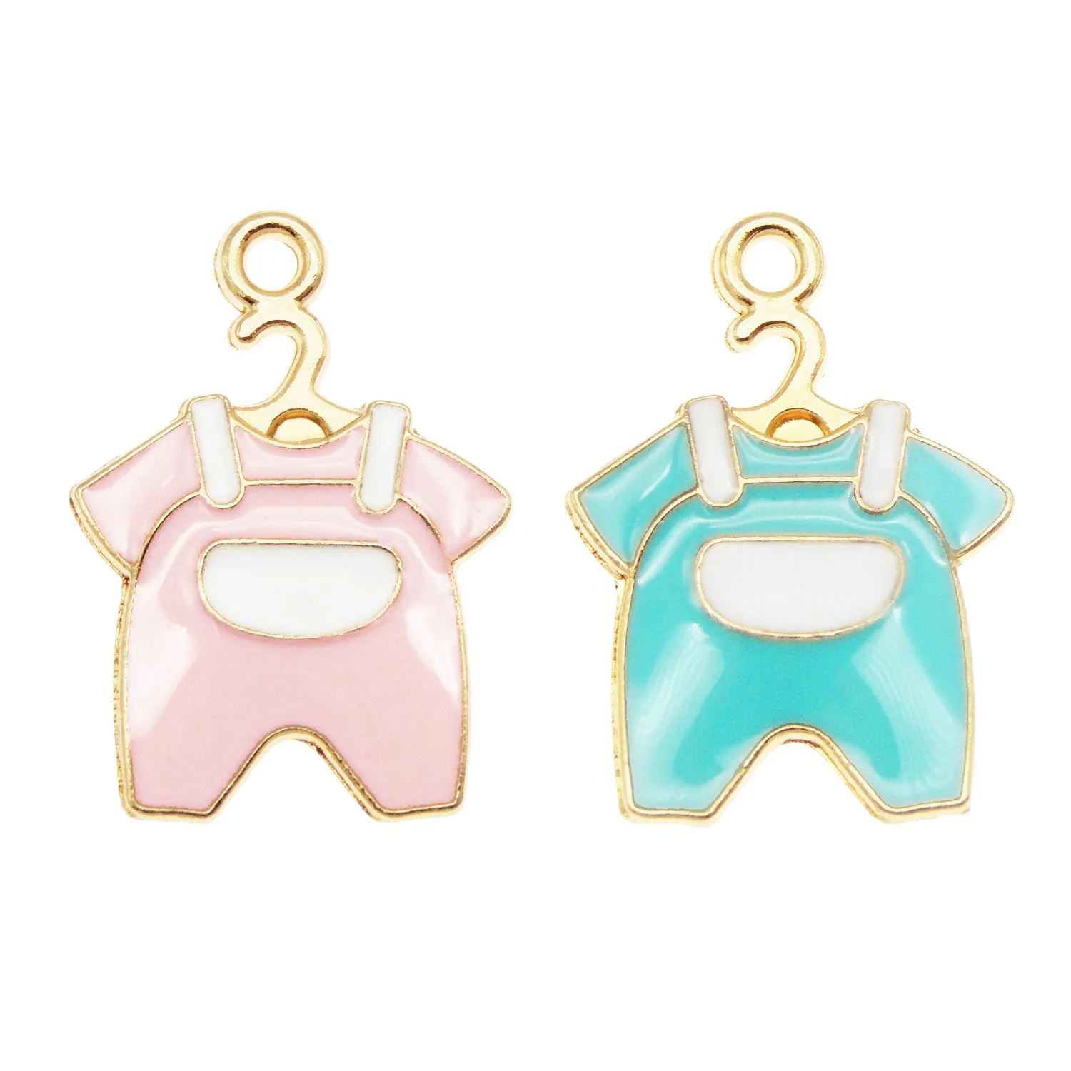 10pcs Cute Enamel Charms Baby Shower Children's Wear Bracelet Necklace Pendant Pink Blue Women Decor DIY Jewelry Accessory