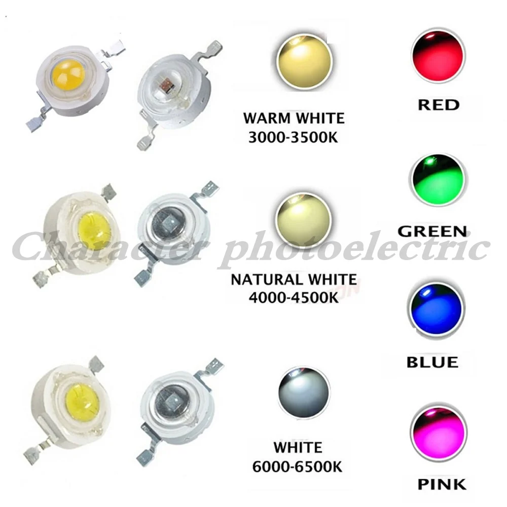 1W/ 3W High Power LED White Red Green Blue Yellow  chip Beads 4 gold lines emitter Diode Lamp Bulb Chip For DIY Light