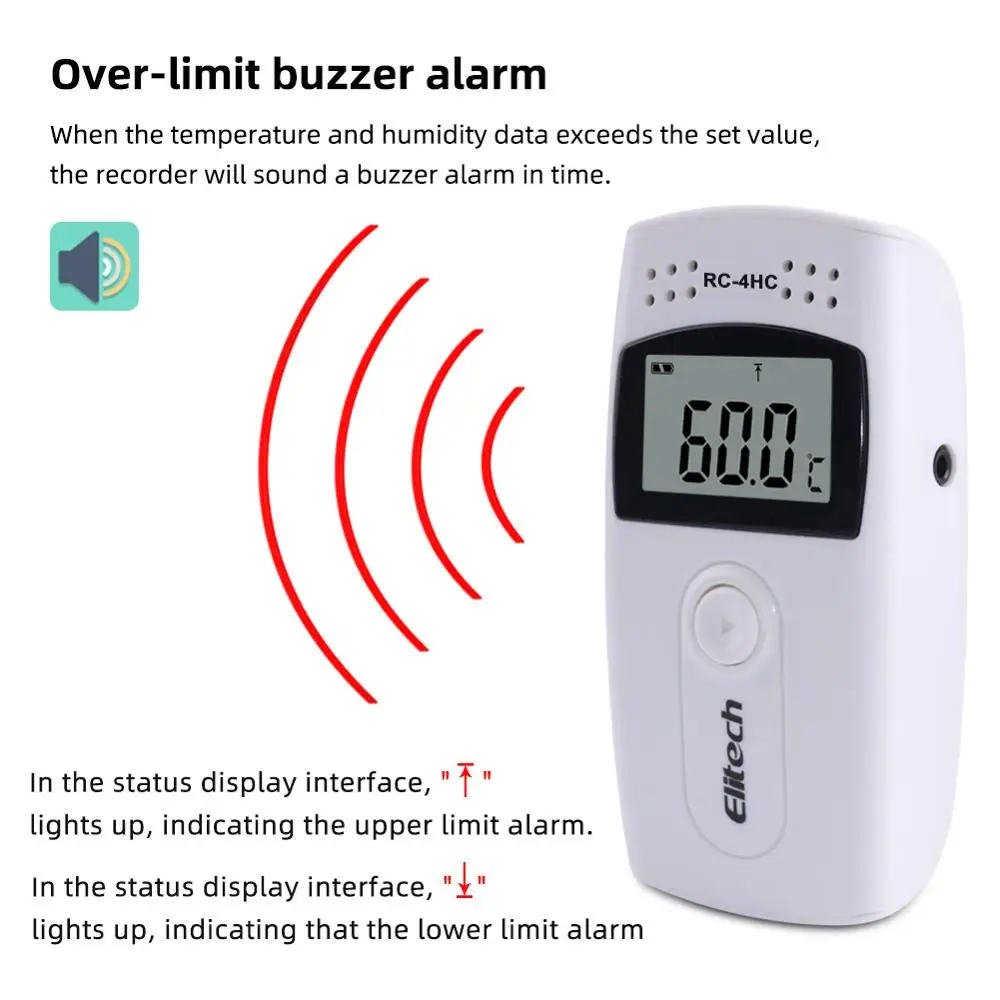 Registrador de datos de humedad y temperatura Digital USB, RC-4HC, grabadora de temperatura de alta precisión con Sensor NTC incorporado, 10 unids/lote