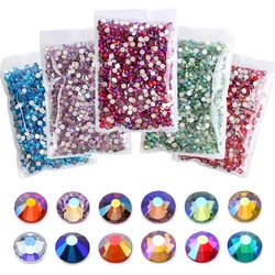 QIAO Bulk Pack Crystal Multi Colors AB Rhinestones Non Hot Fix Flat back Rhinestone Strass for Fabric Garment DIY Art