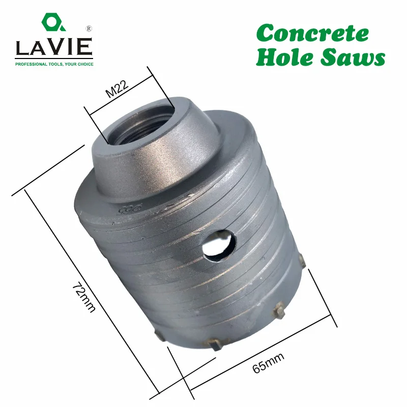 LA VIE 1 set SDS PLUS 65mm foro per calcestruzzo sega elettrica punta per trapano con nucleo cavo gambo 110mm cemento pietra muro condizionatore d'aria lega