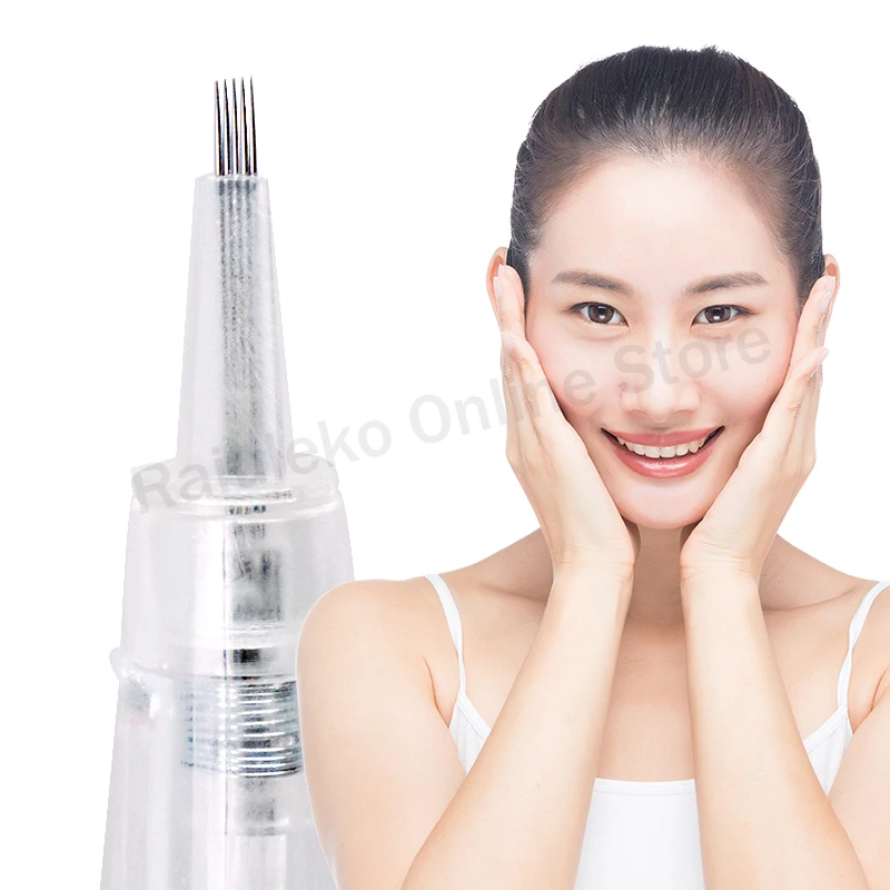 50/100pcs Disposable Sterilized Tattoo Needles Blunt Needle/R1/R2/R3/R5/R7/F3/F5/F7 Eyebrow Eyeliner Lip Cartridge Micro-needle