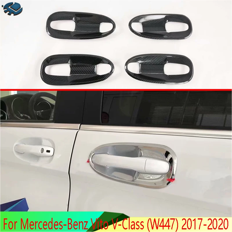 For Mercedes-Benz Vito V-Class (W447) 2017-2020 ABS Chrome Door Handle Bowl Cover Cup Cavity Trim Insert Catch Molding Garnish