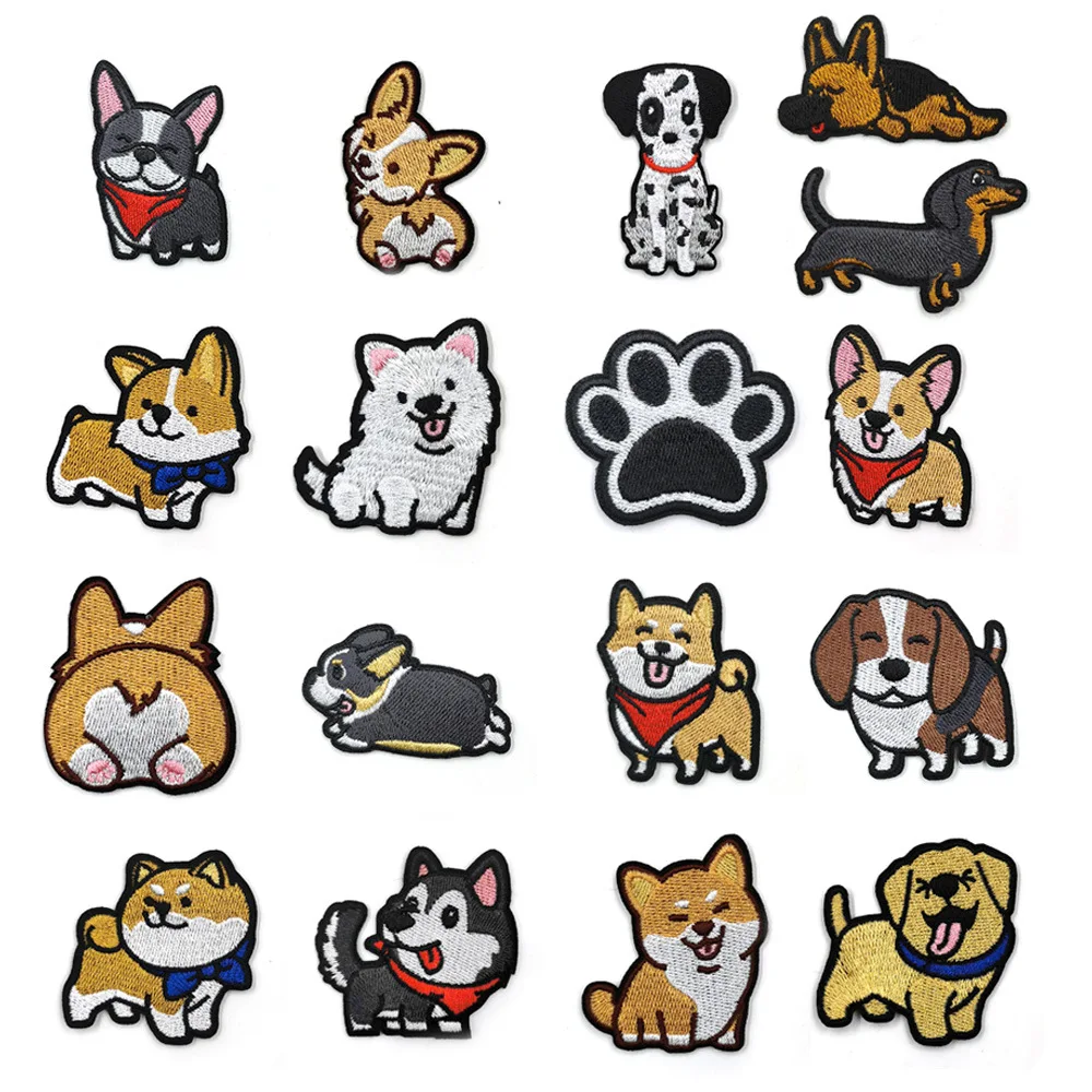 Simpatico cartone animato animale Shiba ricamo toppe in ferro per abbigliamento Parches Ropa Termoadhesiv Bordados Applique cucito Coudre Patch