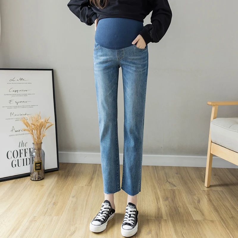 

Pregnant women jeans fall outside the pipe trunks hold abdominal pants to wear leggings joker leisure trousers