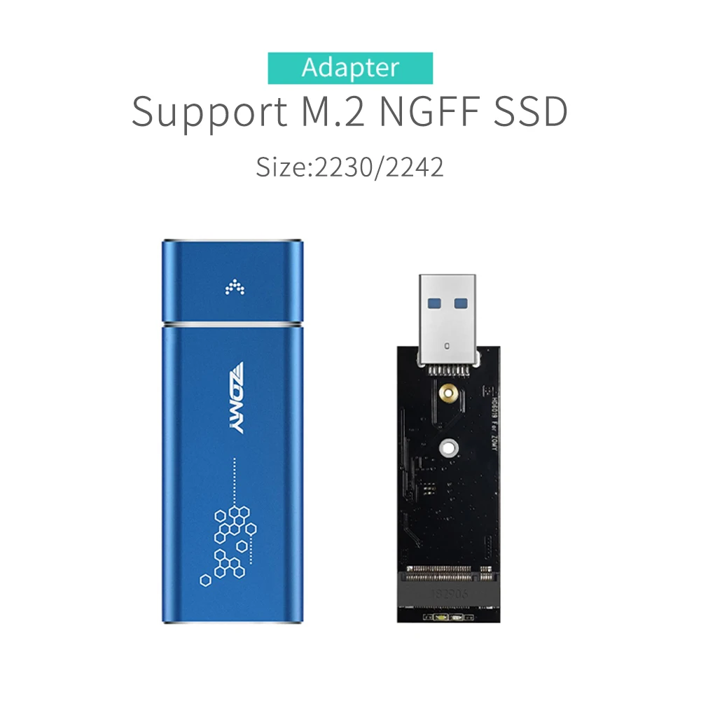 ZOMY M.2 NGFF To Usb3.0 Ssd 2tb Adapter Mobile B Key Ssd 1tb External Solid State Drive USB Storage SATA Ssd Portable Hard Drive