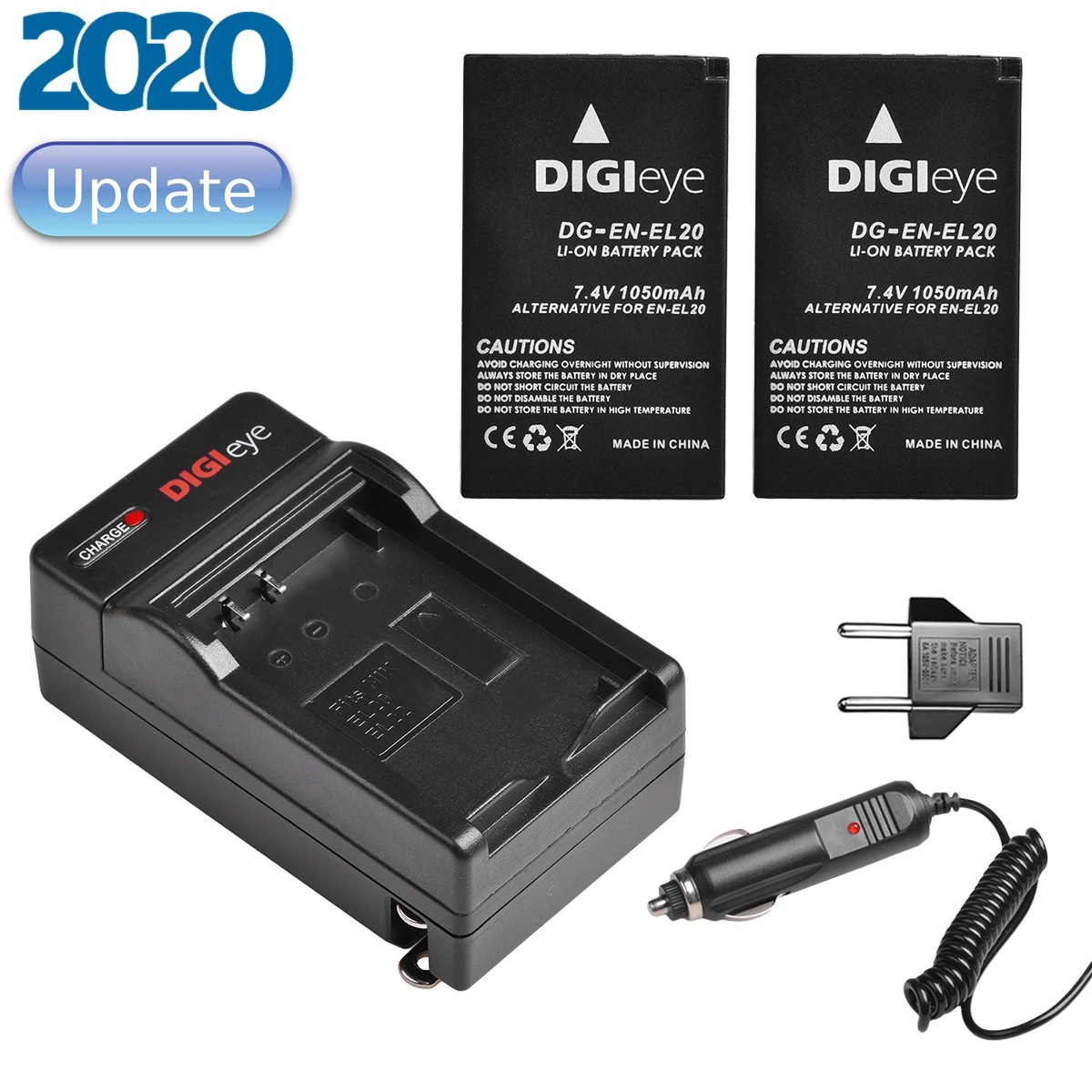 

2Pcs EN-EL20 EN-EL20A Battery + Charger Kit for Nikon Coolpix P1000, Nikon 1 J1, J2, J3, Nikon 1 S1, Nikon 1 V3, Nikon 1 AW1