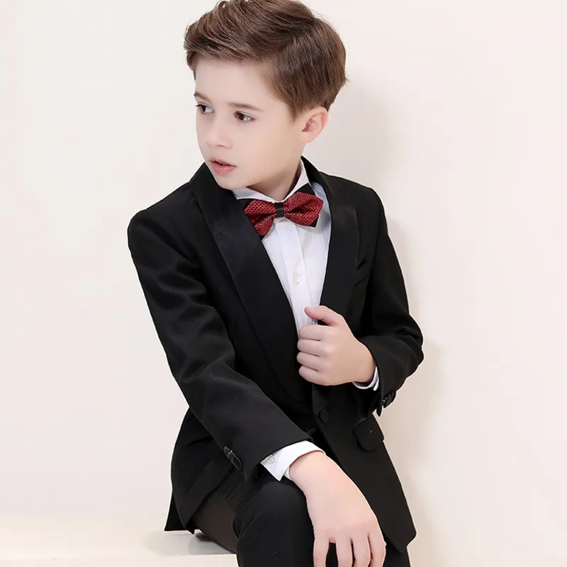 Traje Formal de esmoquin para niños, Blazer blanco y negro, pantalones elegantes para niño, traje de dos piezas, vestido de graduación, traje de boda B01