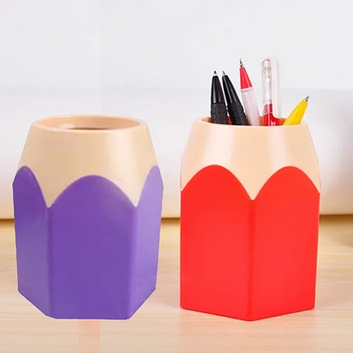 Pen Vase Pencil Pot Makeup Brush Holder Stationery Desk Tidy Container Plastic Round Desk Organizer Pen Holder Pencil Stub