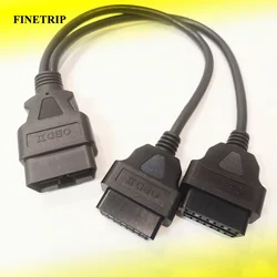 15% Off 30CM OBD2 16 Pin Cable Extension Splitter Male to Dual Female Y OBD 16Pin Cable 1-2 OBD Connector adapter