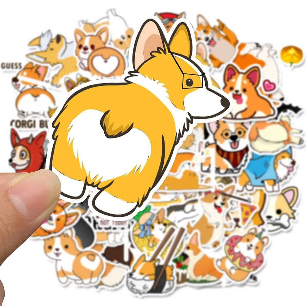 50 pcs/lot cute Cartoons Corgi Decorative Stationery PVC Waterproof Stickers Scrapbooking DIY Diary Album pet dog Stick Lable