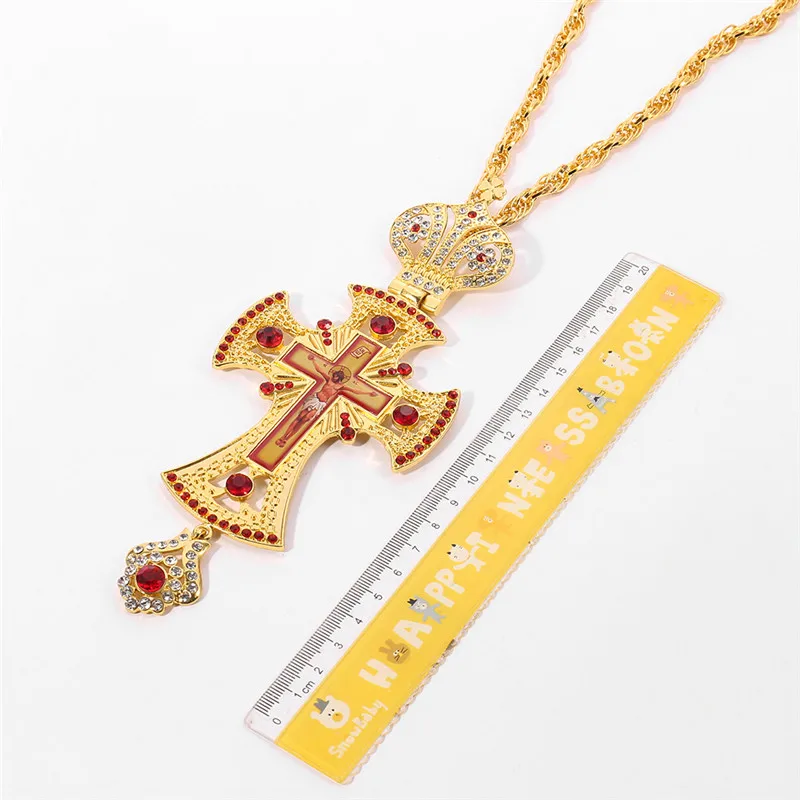 Men\'s Bible Verse Prayer CZ Necklace Christian Jewelry Orthodox Greek Pastor Cross Jesus Crucifix Medal Pendant Necklaces