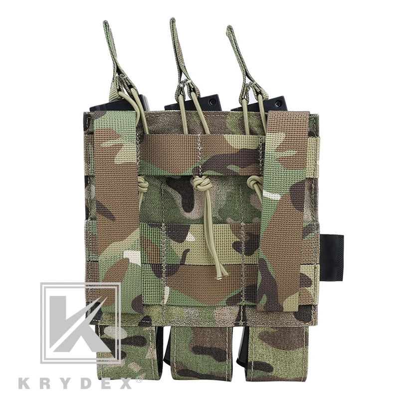 KRYDEX-bolsa táctica Modular Triple para MP5, MP7, KRISS, MOLLE, Triple parte superior abierta, SMG Mag, portador para caza al aire libre