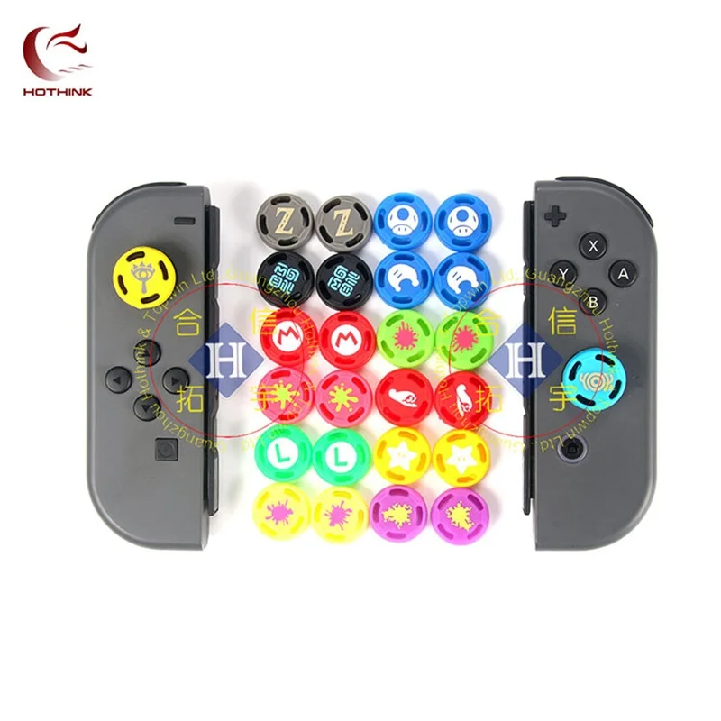 HOTHINK-Accesorios de tapas de agarre de silicona para Nintendo Switch, funda protectora para mando de NS, Joystick, 1 par