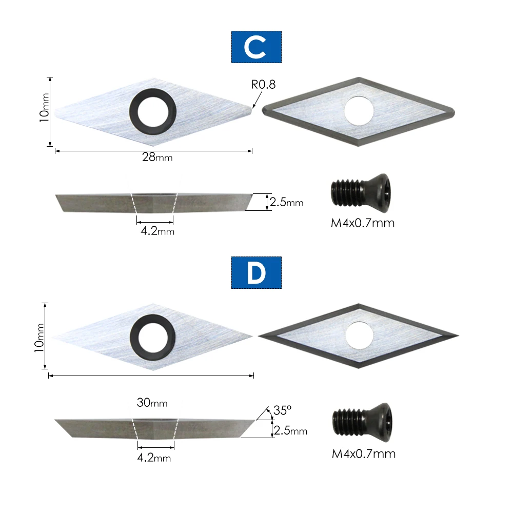 TASP - Juego de insertos de carburo, cortador de repuesto para herramientas de torneado de madera