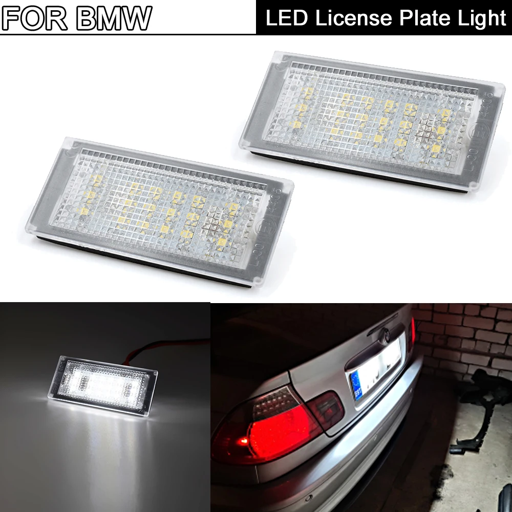 2Pcs Error Free White LED License Plate Light Number Plate Lamp For BMW 3-Series E46 2-Door Facelift M3 Facelift 2004-2006