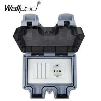 1 2 3 4 Gang Switch and EU Wall Socket IP66 Outdoor Bathroom Use Weatherproof Waterproof Box Wallpad AC 110~250V