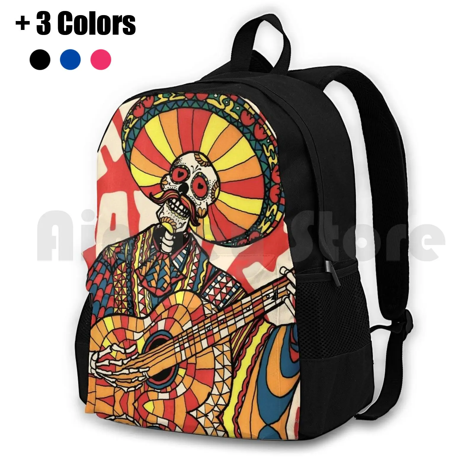 Mariachi Outdoor Hiking Backpack Riding Climbing Sports Bag Mariachi Skull Mexican Dead Music Ali Gulec