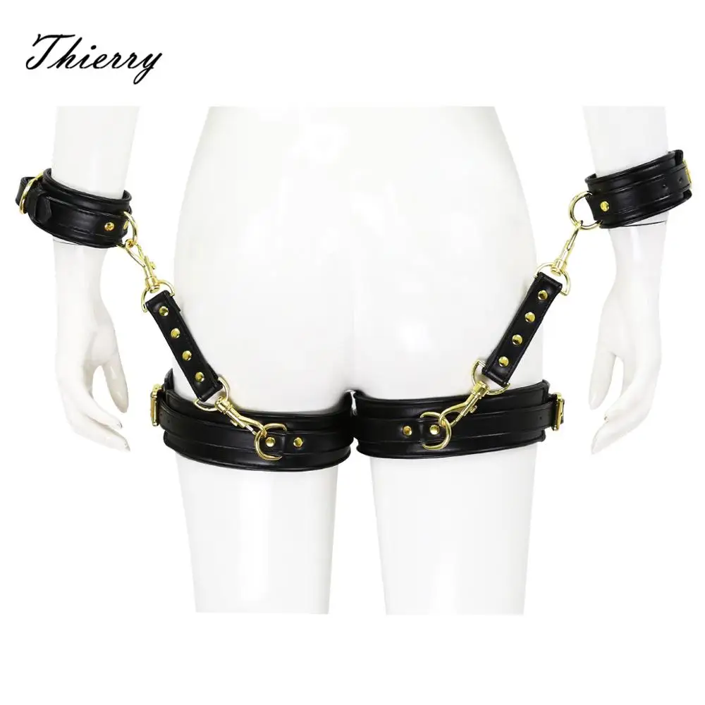 Thierry Bondage Restraint Adult Games Sex Toys For Woman,Thigh Cuffs, Handcuffs, Leg Cuffs Connection Belt,  Erotic Fetish Slave