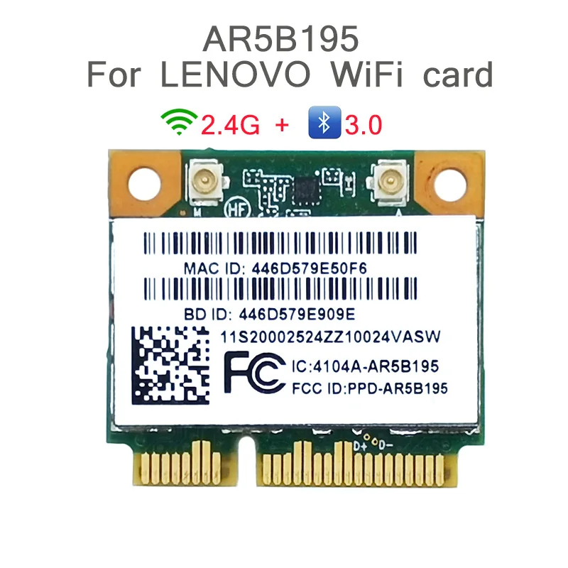 Tarjeta de red WIFI AR5B195 para Lenovo G480, G580, G780, Y480, Y580, Y570, Z485, adaptador de red inalámbrico 2,4G, Bluetooth 3,0, mini pci-e