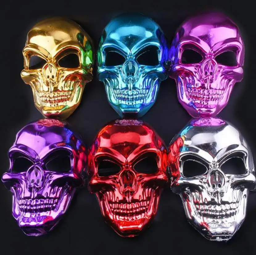 Paint Metallic Ghost Face Wear Holiday Halloween Party Horror Skull Decoration Atmosphere props 20pcs/lot