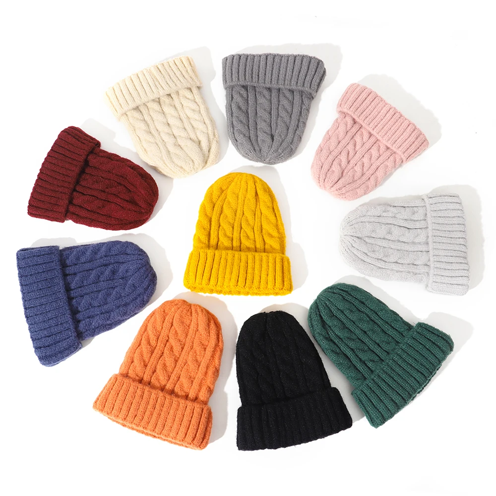 Fashion Winter Hat Female Cashmere Blend Knit Beanie Women Thicken Warm Wool Soft Cap Slouchy Skullies Beanies Ladies Bonnet Ski