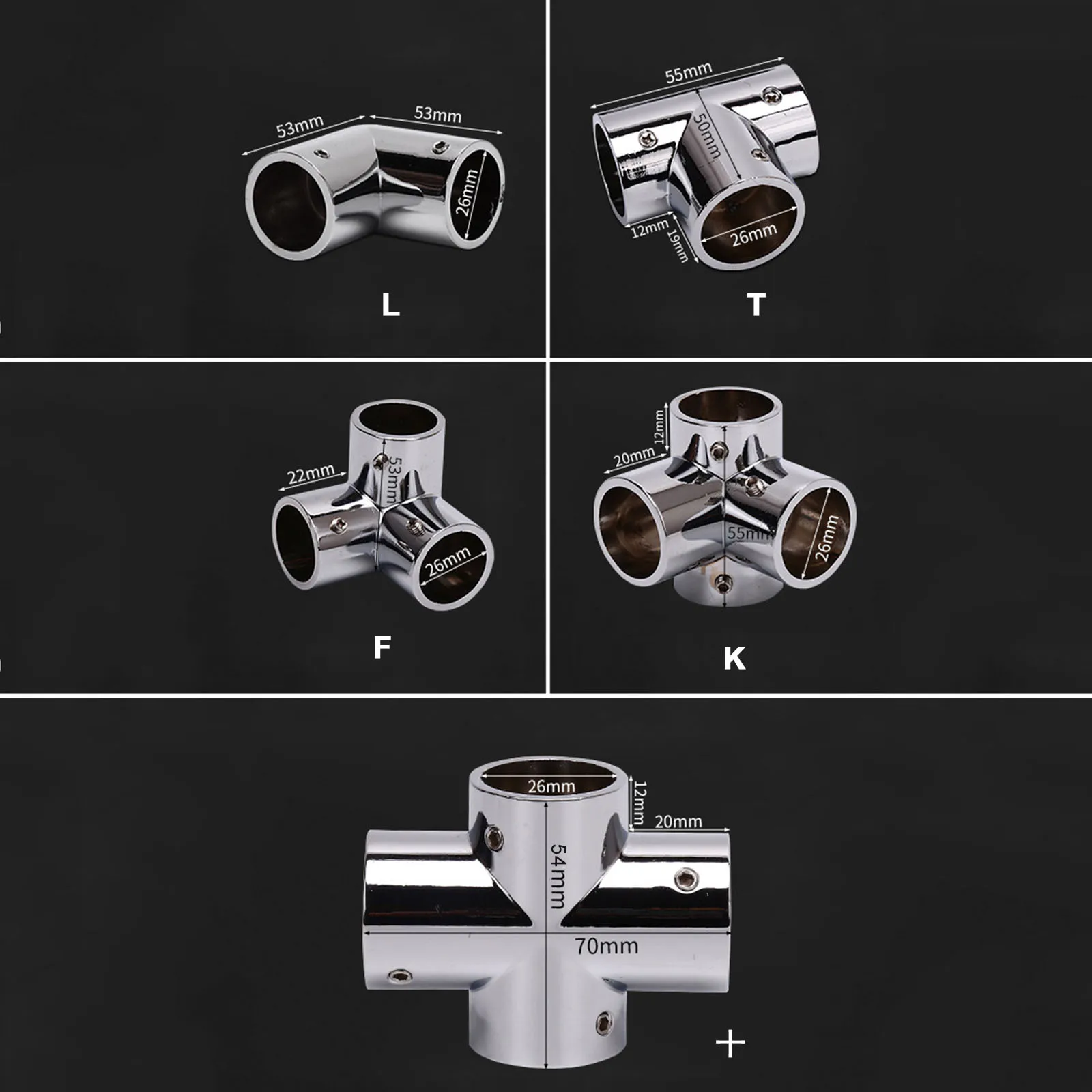 亜鉛合金l k t fチューブ接続継手,25mm,クロスタイプ,家具,靴,棚用