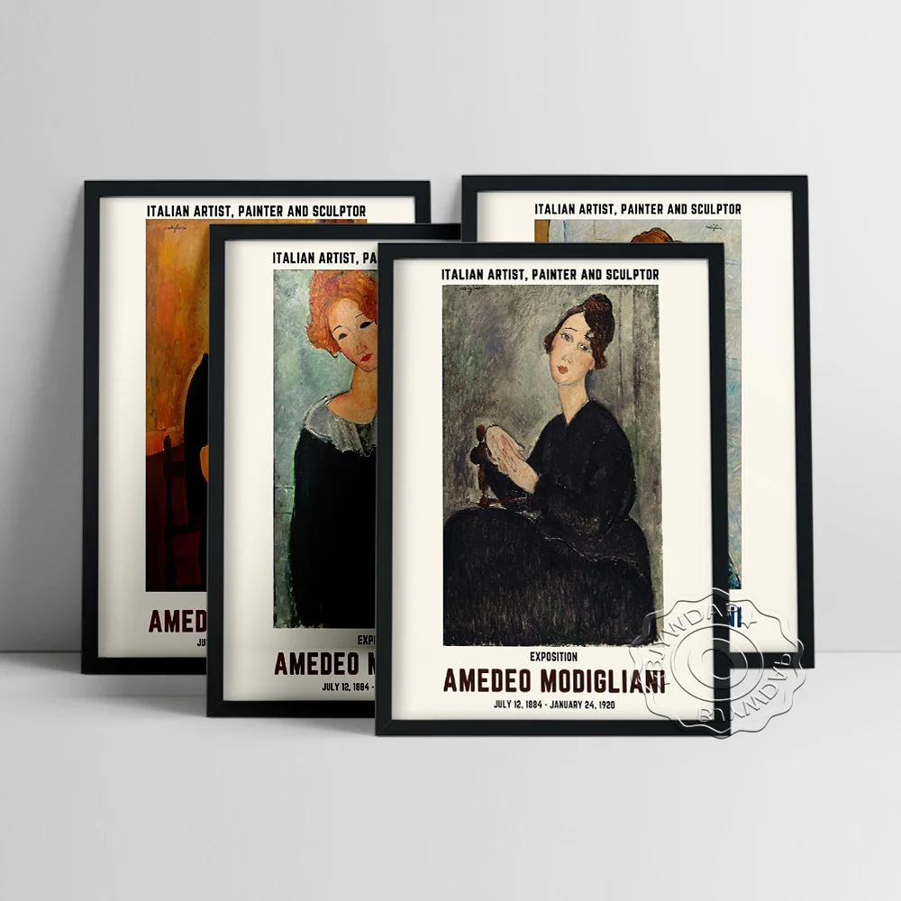 Amedeo Modigliani Exhibition Museum Poster, The Young Apprentice Human Portrait Canvas Painting, Italian Art Modern Home Decor