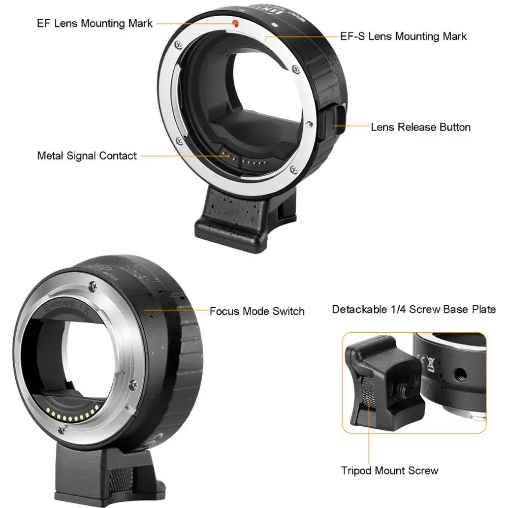 Jintu Auto-Focus Mount Adapter EF-NEX Ii Voor Canon Ef Lens Sony Nex E Mount Camera A6500 A6300 a6000 A7 A7R A7RII A7RIII A9