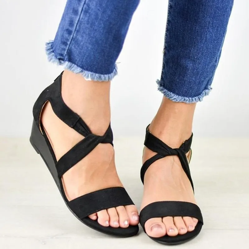 

2022 Summer New Women Sandals Fashion Wedges Platform Shoes Woman Flock Gladiator Casual Plus Size 43 Gladiator Ladies Sandals