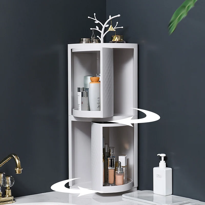 Rotating Corner Shelf 360 Degree Rotatable Storage Rack Bathroom Kitchen Dustproof And Waterproof Supplies Cosmetic Storage Box