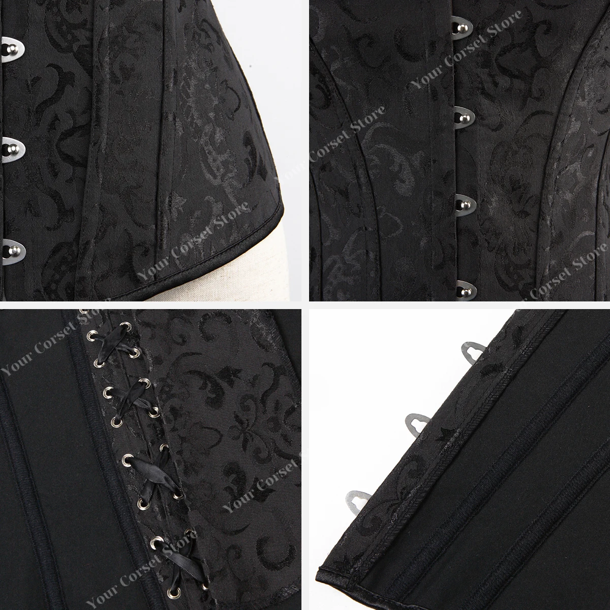 Floral Corset Top Plus Size Sexy Corset Lingerie for Women Lace up Boned Corsets Bustier Black White Corset