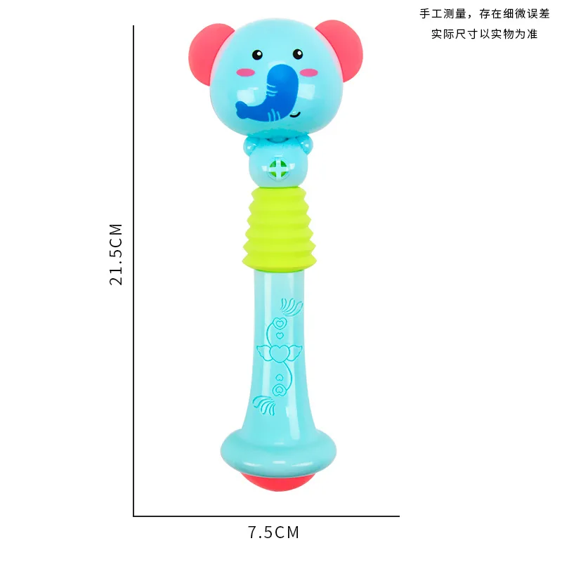 Cartoon Rattles Infant Baby Hand-cranked BB Rod Rattle Toys Fall Resistance With Soft Rubber Rattle Toys