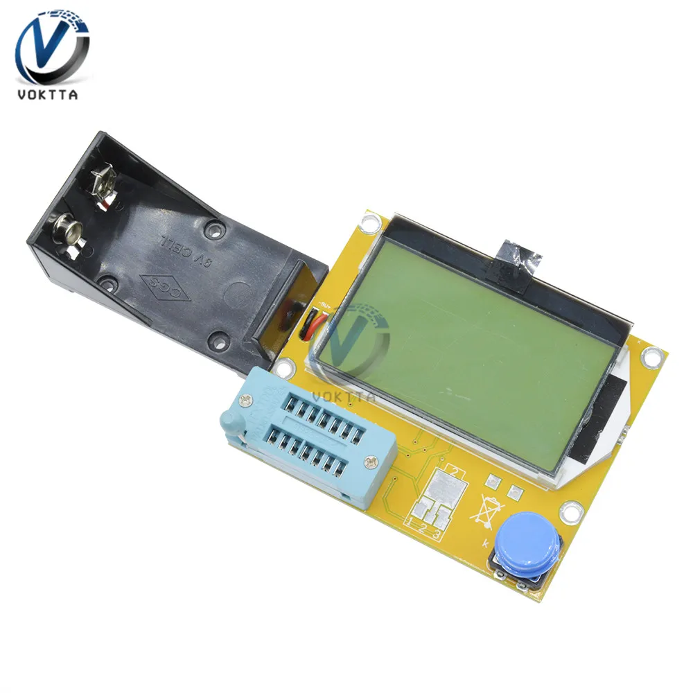 LCR-T4 Mega328 LCD Digital Screen Transistor Tester Diode Triode Capacitance LCR T4 Meter 12864 9V Battery Transistor Test